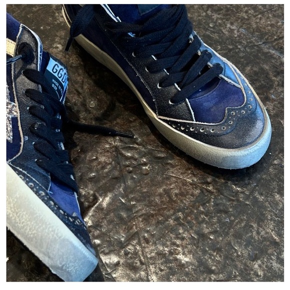 Golden Goose Mid Star Sneaker Navy Blue Gold Glitter NIB Auth - Picture 4 of 14
